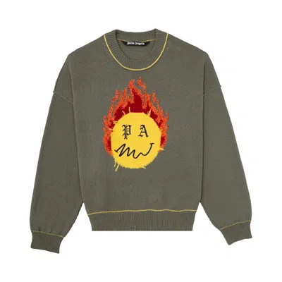 Pre-owned Palm Angels Burning Head Sweater 'yellow'