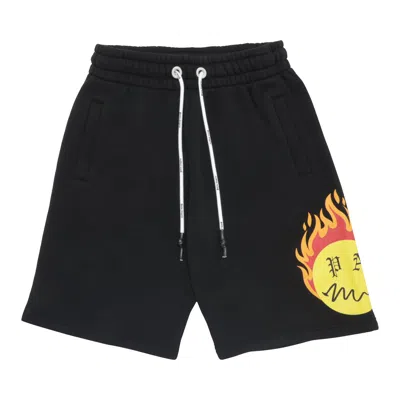 Pre-owned Palm Angels Burning Head Sweatshorts 'black/yellow'