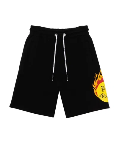 Palm Angels Burning Head Track Shorts In Black