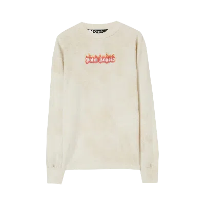 Pre-owned Palm Angels Burning Logo Classic Tee Long-sleeve 'off White'