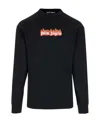 Palm Angels Burning Logo Classic Tee L/s In Black