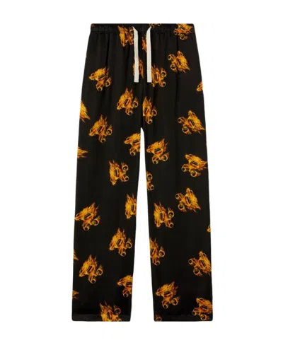 PALM ANGELS PALM ANGELS BURNING LOGO-PRINTED DRAWSTRING TROUSERS