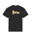 Palm Angels Burning Palm Black Cotton Oversize T-shirt In Black