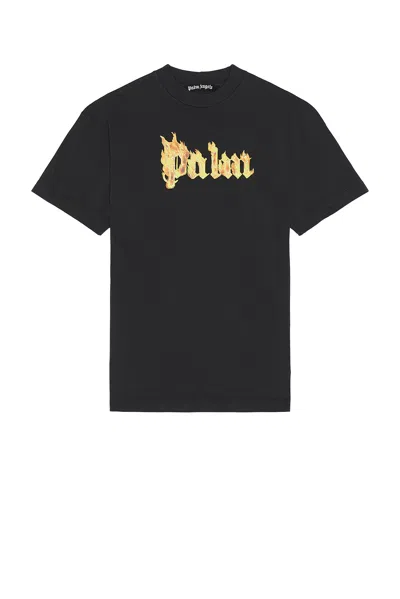 Palm Angels 'burning Logo T-shirt In Black