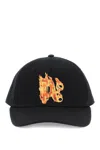 Palm Angels Burning Monogram-embroidered Baseball Cap In Black