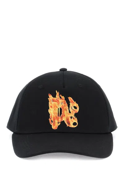 PALM ANGELS BURNING MONOGRAM BASEBALL CAP
