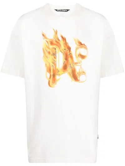 Palm Angels Burning Monogram Black T-shirt | Short-sleeved Round Neck Men's Shirt