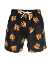 Palm Angels Burning Monogram Swim Shorts In Black