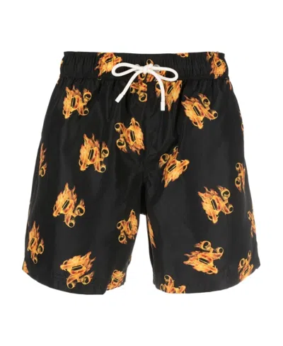 PALM ANGELS PALM ANGELS BURNING MONOGRAM PRINTED SWIMSHORTS