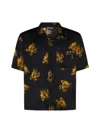 Palm Angels Burning Monogram Shirt In Black Gold