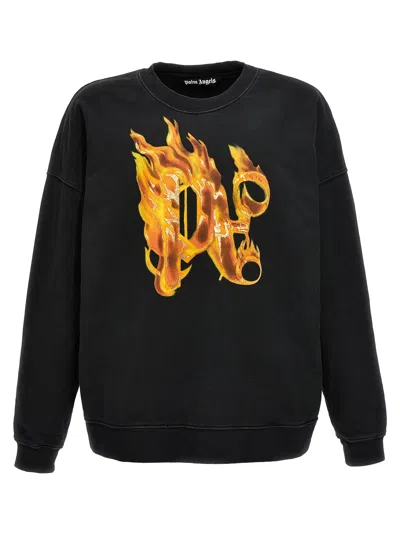 Palm Angels Burning Monogram Sweatshirt In Multicolor