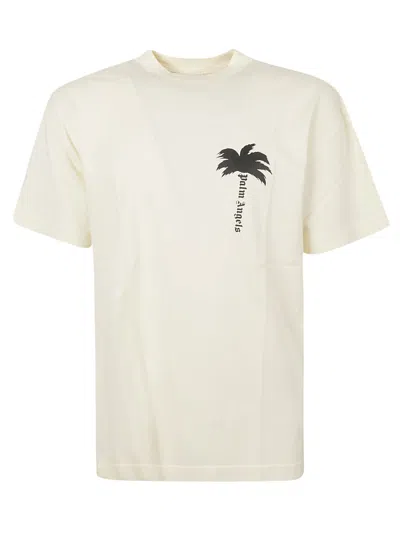 Palm Angels Burning Monogram T-shirt In Off White