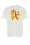 Palm Angels Burning Monogram White Cotton T-shirt In White