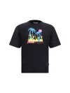 Palm Angels Burning Oasis Slim Fit Graphic T-shirt In Black - Multicolor