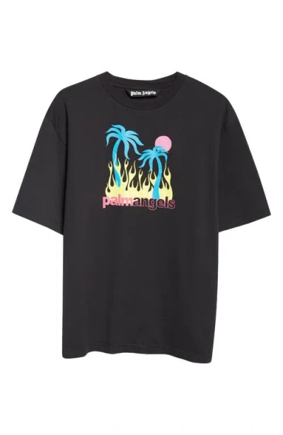 PALM ANGELS PALM ANGELS BURNING OASIS SLIM FIT GRAPHIC T-SHIRT