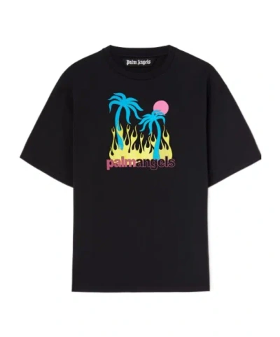 PALM ANGELS PALM ANGELS BURNING OASIS GRAPHIC PRINTED T-SHIRT