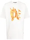 Palm Angels Burning Monogram Metallic Logo-print Cotton-jersey T-shirt In Black Gold
