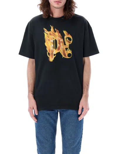 Palm Angels Burning Paint Men's T-shirt In Black