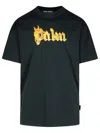 Palm Angels Burning Palm Black Cotton Oversize T-shirt In Black