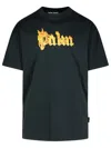 Palm Angels Burning Palm Black Cotton Oversize T-shirt