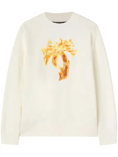PALM ANGELS BURNING PALM COTTON SWEATSHIRT