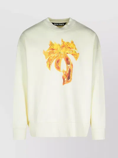 PALM ANGELS 'BURNING PALM' GRAPHIC PRINT SWEATSHIRT WITH CREW NECK