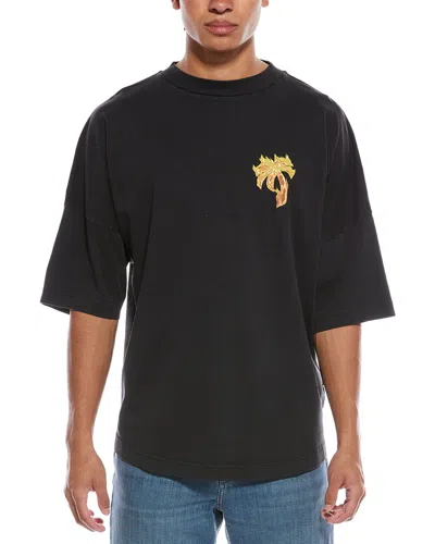 Palm Angels Burning Palm Over T-shirt In Black