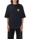 Palm Angels 'burning Palm Oversized T In Black Gold