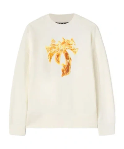PALM ANGELS PALM ANGELS BURNING PALM PRINTED CREWNECK SWEATSHIRT