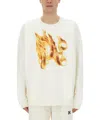 Palm Angels Burning Sweatshirt In White