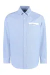 Palm Angels Button-down Collar Cotton Shirt In Blue