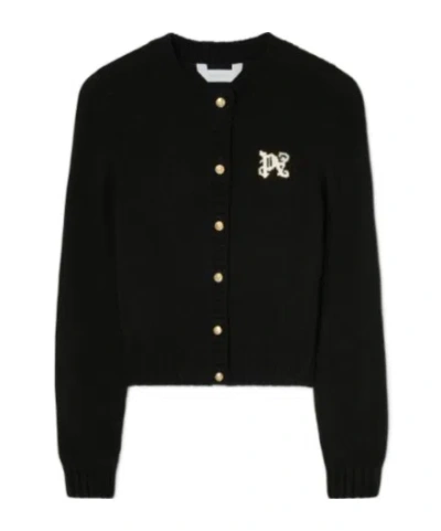 PALM ANGELS PALM ANGELS MONOGRAM INTARSIA KNITTED CARDIGAN