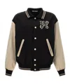 Palm Angels Blackwhite Logo Varsity Bomber Jacket In Black