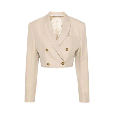 Pre-owned Palm Angels Buttons Crop Blazer 'beige' | Tan | Women's Size 42 In Brown