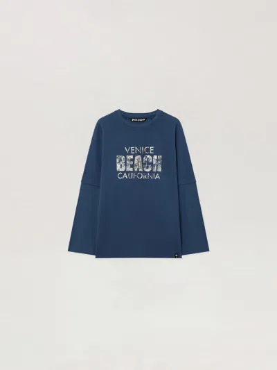 Palm Angels Cali Vibes Layered Tee L/s In Blue