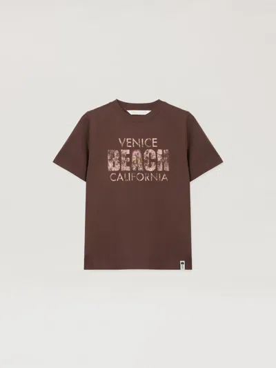 Palm Angels Cali Vibes Regular T-shirt In Brown