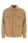 Palm Angels Camel Wool Shirt Jacket In Camel