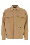 Palm Angels Camel Wool Shirt Jacket In Light Brown