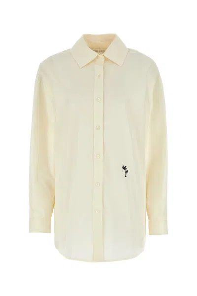 Palm Angels Shirt With Embroidered Logo In Neutral