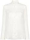 Palm Angels Monogram-jacquard Silk Shirt In Bianco