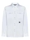 Palm Angels Monochrome Shirt With Chest Pockets And Pearlescent Buttons In White
