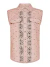 Palm Angels Paisley-print Sleeveless Shirt In Nude & Neutrals