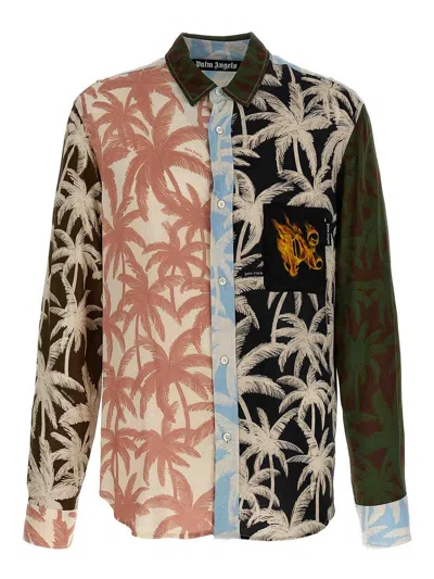 Palm Angels Patchwork Palms Shirt, Blouse Multicolor In Multicolour