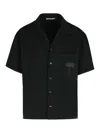 Palm Angels Palm Print Bowling Shirt In Black