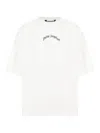 Palm Angels Relaxed-fit White T-shirt With Logo Print In Neutral