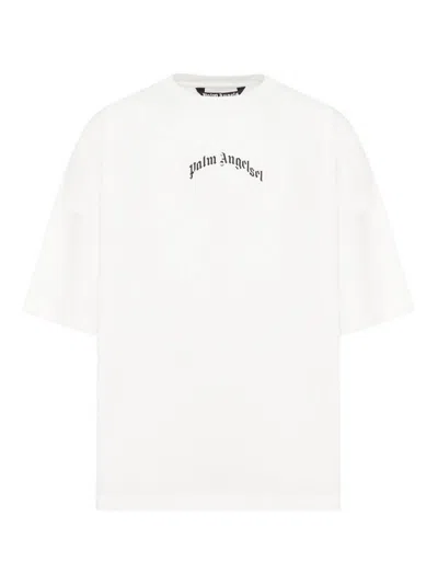 PALM ANGELS T-SHIRT WITH CURVED LOGO