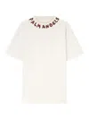 Palm Angels White Crewneck T-shirt With Logo Print On The Neck In White