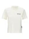 Palm Angels White Fitted Crewneck T-shirt With Emboridered Logo In White