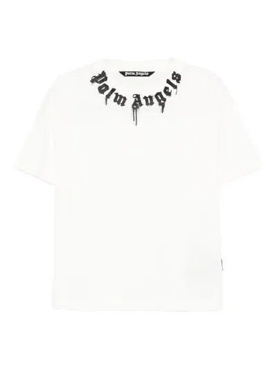 Palm Angels Curved Logo T-shirt In White