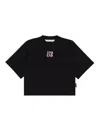Palm Angels Crew Neck Short Sleeve Embroidered T-shirt In Black